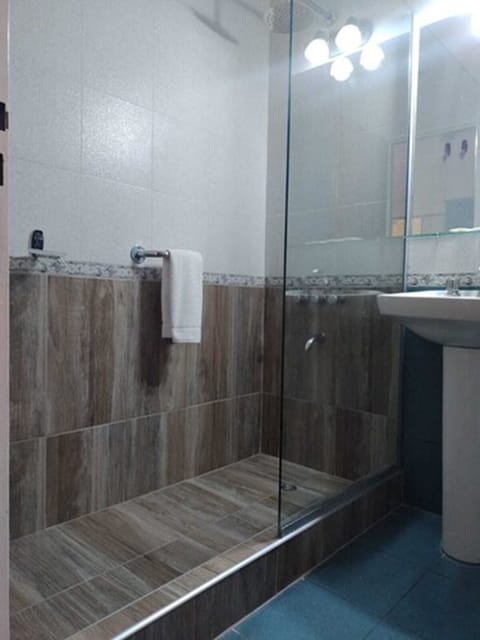 Combined shower/tub, hair dryer, bidet, towels