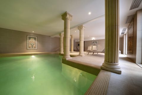Indoor pool, open 2:00 PM to 8:30 PM, sun loungers