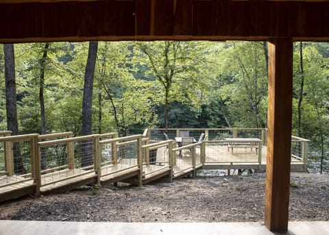 deck leading to river