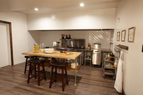 Professional Grade Kitchen with commercial grade range and commercial deep fryer