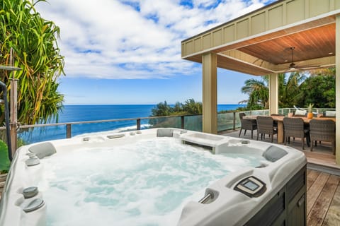 Hot tub with ocean views
