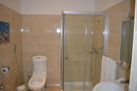 Suite | Bathroom | Shower, rainfall showerhead, hair dryer, towels