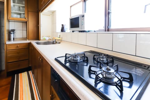 Deluxe Apartment | Private kitchen | Full-size fridge, microwave, stovetop, coffee/tea maker