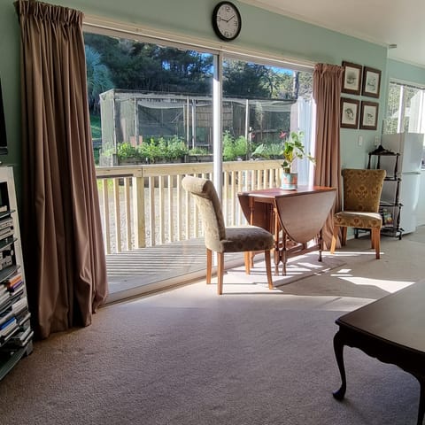 Breakfast with garden outlook.
