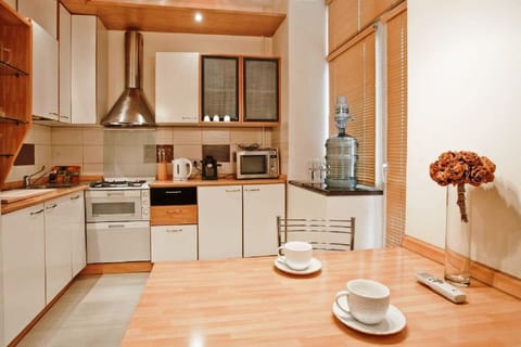 Superior Apartment (Internatsionalnaya, 17) | Private kitchenette | Full-size fridge, microwave, stovetop, electric kettle