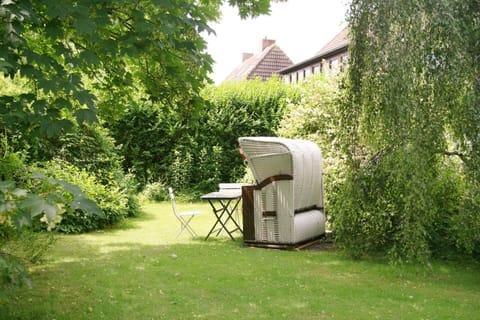 beachchair in the garden of holiday apartment Himmelreich in Norddorf on the island Amrum