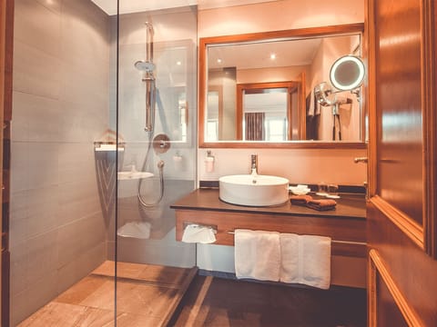 Shower, free toiletries, hair dryer, bathrobes