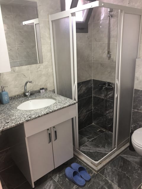 Superior Apartment | Bathroom | Shower, hair dryer, slippers, soap