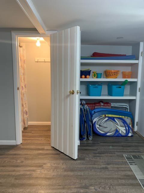 Beach toy/beach chair storage area. Beach shower for easy rinse off!