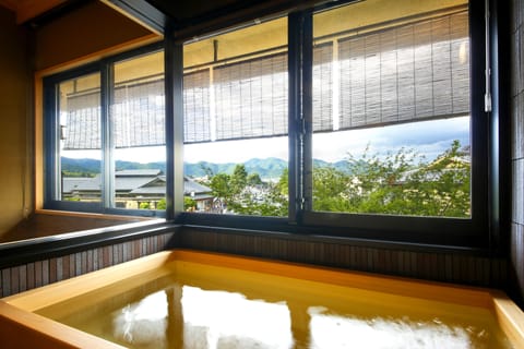 Mountain Side Large Japanese-Style Room with Hinoki Bath, Non Smoking | Bathroom | Shower, free toiletries, hair dryer, slippers