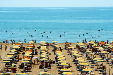 Beach nearby, sun loungers, beach umbrellas