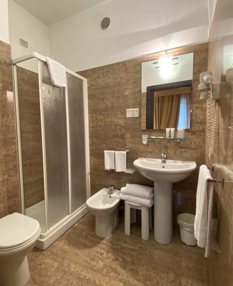 Free toiletries, hair dryer, bidet, towels