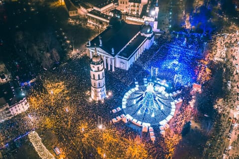 Bird's eye view of Vilnius Christmas Queen-Tree 
