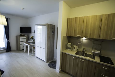 Deluxe Apartment | Private kitchenette | Fridge, stovetop, coffee/tea maker, electric kettle