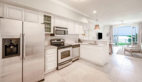 Brand New Two King Bay Front | Private kitchen | Full-size fridge, microwave, oven, stovetop