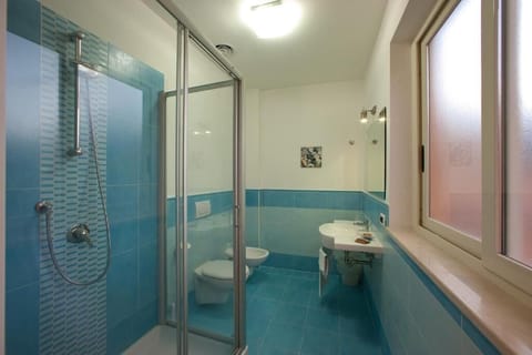 Shower, free toiletries, hair dryer, bidet