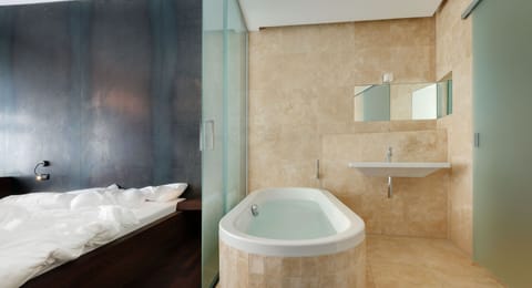 Double Room (Prestige) | Bathroom | Eco-friendly toiletries, hair dryer, bathrobes, slippers