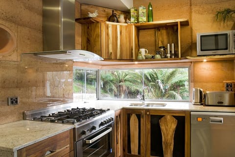 Luxury Villa | Private kitchen | Full-size fridge, microwave, oven, stovetop