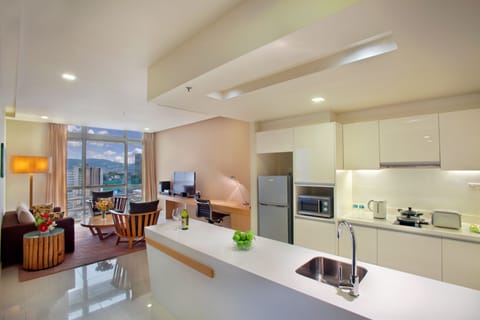 One BR Premier Suite | Private kitchenette | Fridge, stovetop, electric kettle, cookware/dishes/utensils