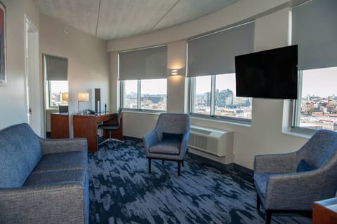 Suite, 1 Bedroom, View | Living room | 50-inch LED TV with cable channels, TV