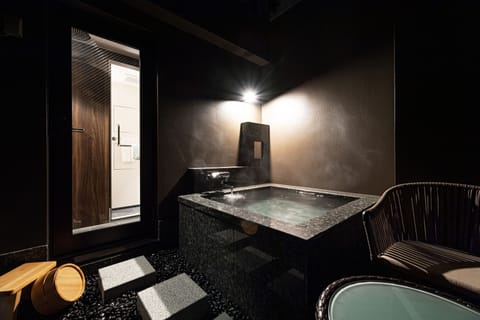 Suite with Open-air Bath (Japanese Style TATAMI) | Bathroom | Separate tub and shower, deep soaking tub, free toiletries, hair dryer