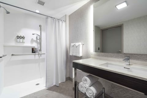 Suite, 1 Bedroom (Mobility/Hearing Access, Roll-In Shwr) | Bathroom | Designer toiletries, hair dryer, towels, soap