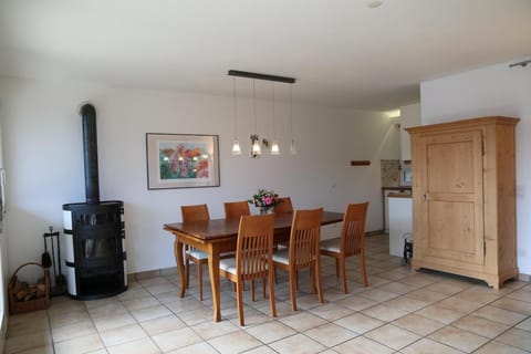 Dining table with swedish stove