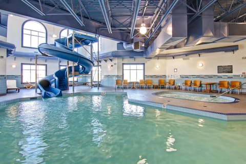 Indoor pool, open 8 AM to 10 PM, sun loungers