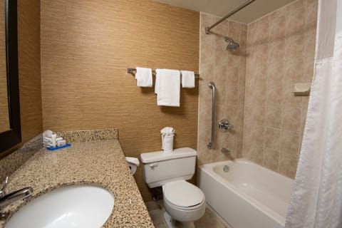 Standard Room, 2 Queen Beds | Bathroom | Hair dryer, towels, soap, shampoo