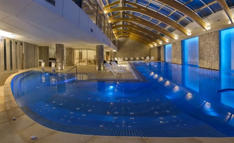 Indoor pool, outdoor pool, sun loungers