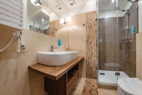 Apartment (13) | Bathroom | Shower, hydromassage showerhead, hair dryer, towels