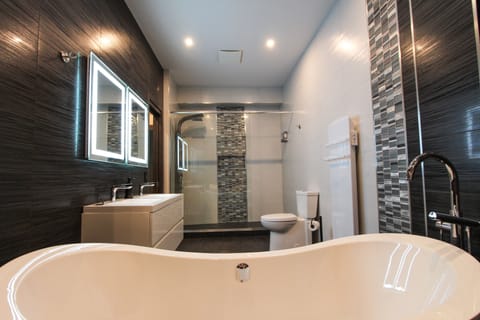 Superior Suite, Refrigerator & Microwave | Bathroom | Combined shower/tub, designer toiletries, hair dryer, bathrobes