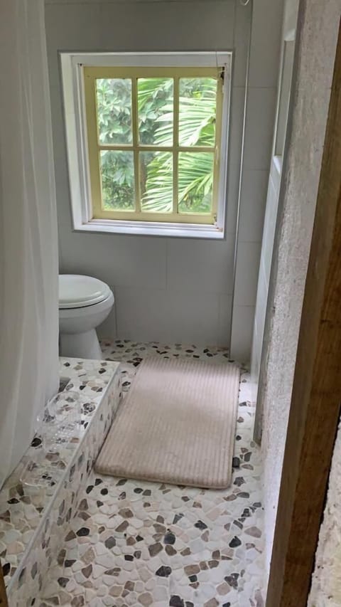 Avocado Cottage | Bathroom | Combined shower/tub, hair dryer, towels, soap