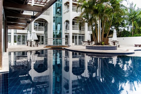 Indoor pool, outdoor pool, sun loungers