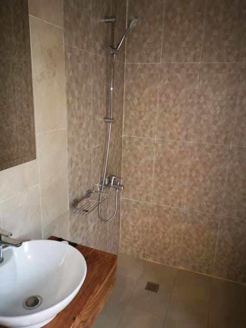 Premium Suite | Bathroom | Shower, rainfall showerhead, hair dryer, towels