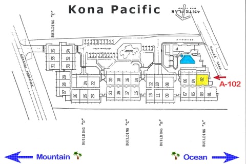Complex Map. As you can tell you're in Building A which is closest to the Ocean!!