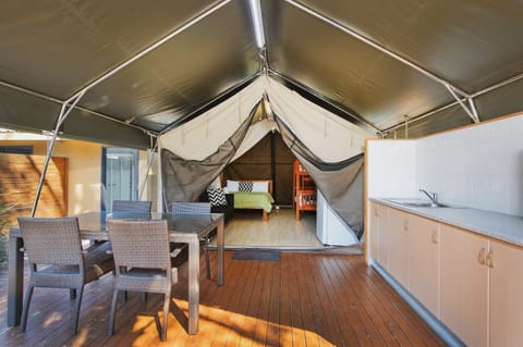 Surfari Tents | Private kitchen | Microwave, stovetop, cookware/dishes/utensils