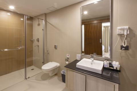 Luxury Apartment, 2 Bedrooms, Smoking, Courtyard View | Bathroom | Shower, free toiletries, hair dryer, bathrobes