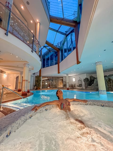 Indoor pool, outdoor pool, sun loungers