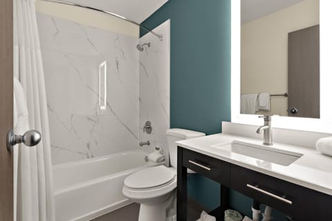 Premium bedding, pillowtop beds, desk, laptop workspace