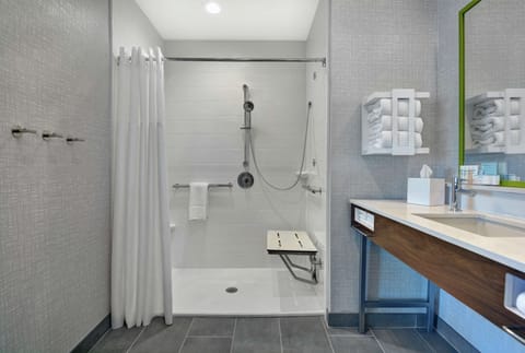 Suite, 1 King Bed, Accessible, Refrigerator & Microwave | Bathroom shower