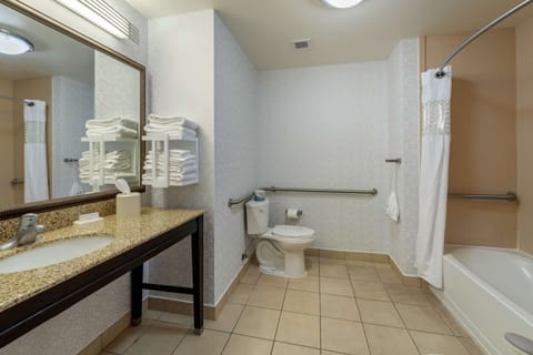Room, 2 Queen Beds, Accessible, Non Smoking | Bathroom | Bathtub, hair dryer