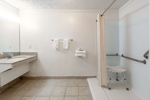 Standard Room, 1 King Bed, Accessible, Non Smoking | Bathroom | Combined shower/tub, towels