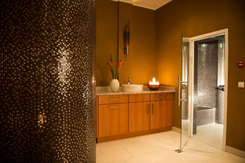 Sauna, steam room, body treatments, facials, reflexology