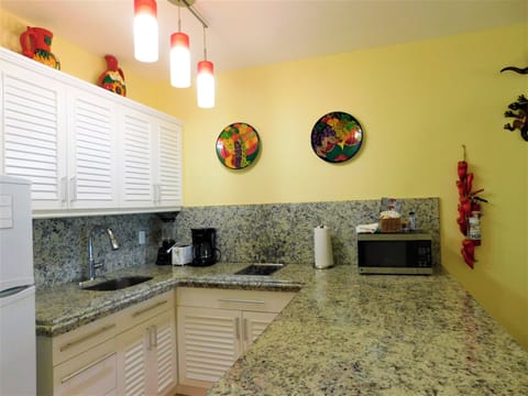 Deluxe Condo, 2 Bedrooms, Ocean View | Private kitchen | Full-size fridge, microwave, stovetop, dishwasher