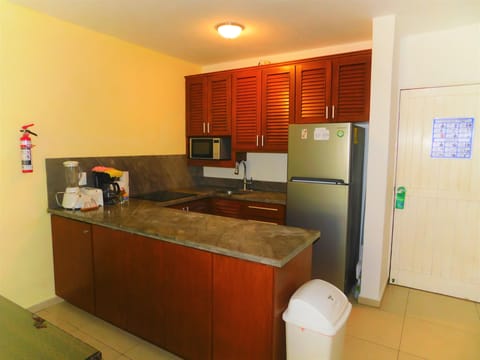 Deluxe Condo, 2 Bedrooms, Ocean View | Private kitchen | Full-size fridge, microwave, stovetop, dishwasher