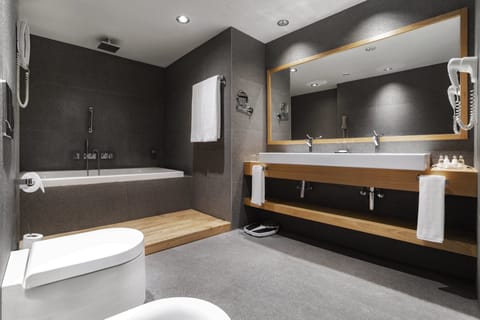 Premium Room, 1 King Bed | Bathroom | Rainfall showerhead, free toiletries, hair dryer, bathrobes