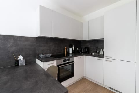 One-Bedroom Suite L | Private kitchen | Fridge, espresso maker, electric kettle, toaster