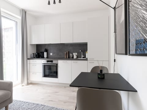 Suite M | Private kitchen | Fridge, espresso maker, electric kettle, toaster