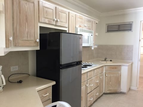 Studio, 2 Double Beds, Ground Floor | Private kitchen | Full-size fridge, microwave, stovetop, cookware/dishes/utensils